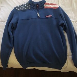 Vineyard Vines 3/4 zip American Flag Shoulders